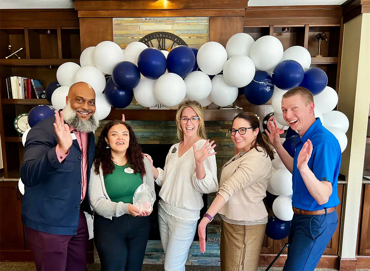 L to R: Marcus Banks (CRO, LifeLoop), Glapion, Allison Eckert (Senior Executive Director, MorningStar), Moriah Bernhardt (VP, Life Enrichment, MorningStar), Jeremy Donaldson (Sr Director of Customer Success, LifeLoop)
